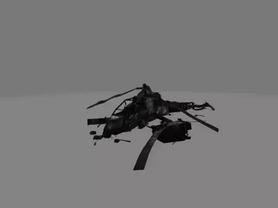 crashed helicopter Low-poly 3D model