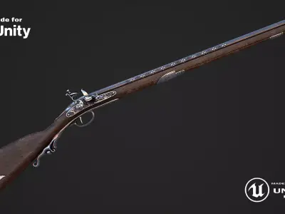 Flintlock Musket Low-poly 3D model