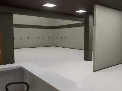 Store with orange sign Low-poly 3D model
