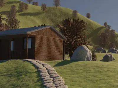 Autumn River Village 3D model