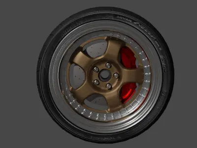 complete car wheel set work meister s1 3D model