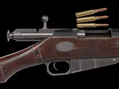 Mosin Nagant bolt rifle obrez Low-poly 3D model