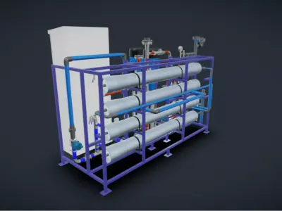 8m3h 3Stage RO Water Filter System 3D model