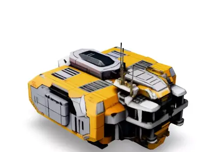 Scifi Cargo Shuttle Yellow Variant Low-poly 3D model