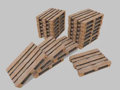 Pallets wooden option 2 Low-poly 3D model