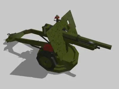25-pdr-MK military vehicle Low-poly 3D model