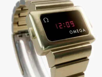 Retro Omega Digital Wristwatch 3D model