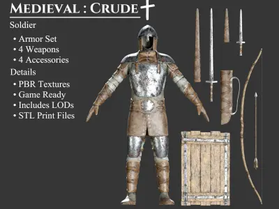 Medieval Collection Crude Soldier 3D Model Pack