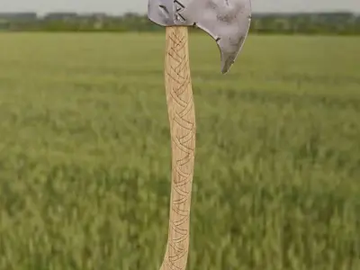 Game ready RUNIC AXE Free low-poly 3D model