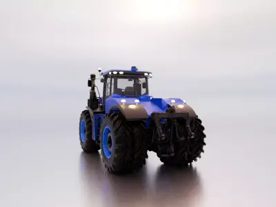 Modern Heavy Duty Blue Tractor 3D Model Low-poly 3D model