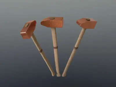 Hammer - Copper Low-poly 3D model