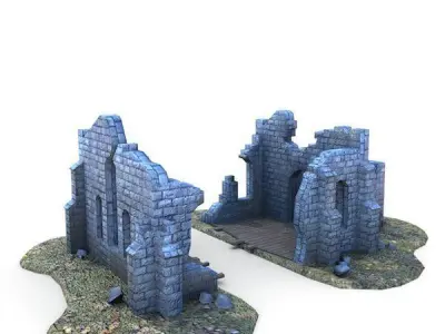 Medieval Building 49 Ruined Church Low-poly 3D model