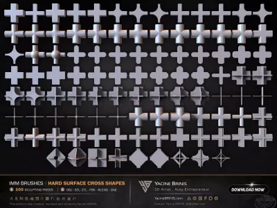 100 Hard Surface IMM Cross Shapes Low-poly 3D model