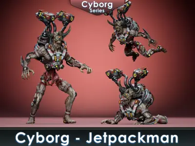 Cyborg Jetpackman Low-poly 3D model