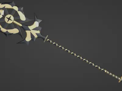 fantasy golden spear Free low-poly 3D model