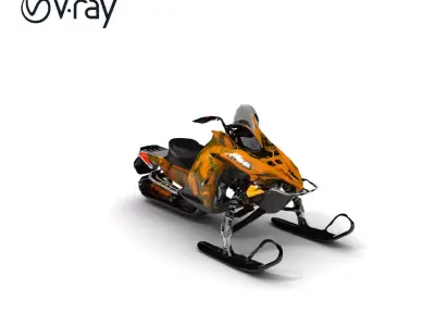 Camouflage Snowmobile Model Pack Low-poly 3D model