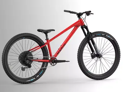 MTB hardtail red black Low-poly 3D model