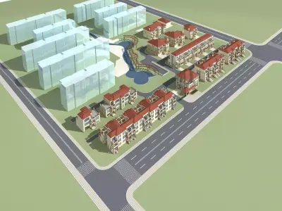 Villa residential complex 3D model purchase
