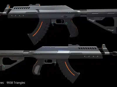 Futuristic weapon for mobile game inspired by an Ak47 Low-poly 3D model