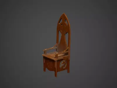 Medieval Chair Low Poly Game Ready Low-poly 3D model
