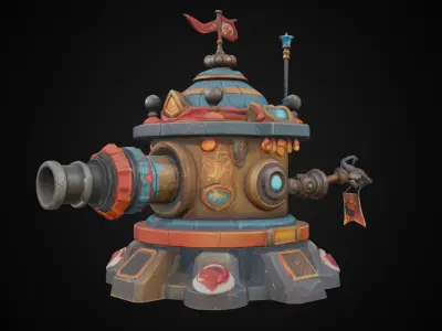 Stylized Turrets - Hand Painted 3D Model Pack
