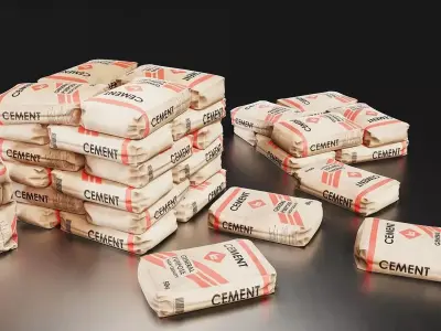 Cement Bag Stack 3D Model Low-poly 3D model
