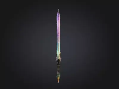 Mystic Prism Blade Fantasy Crystal Sword Low-poly 3D model