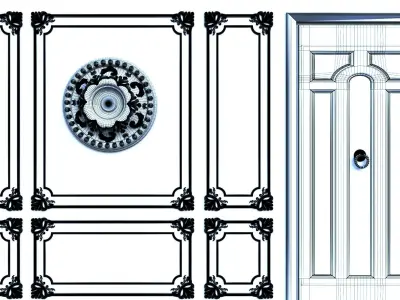 Moulding Set ceiling medallion 3D model