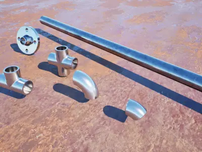 Pipe and Fittings Low-poly 3D model
