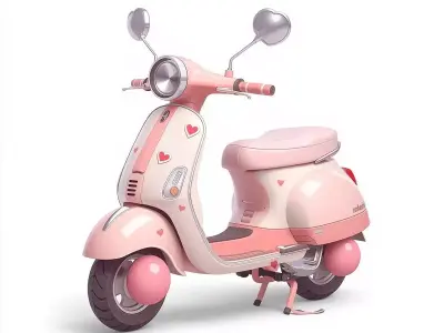 Stylized 3D Valentine Scooter Model Low-poly 3D model