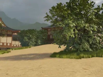 Mountain Village Landscape 3D model 2