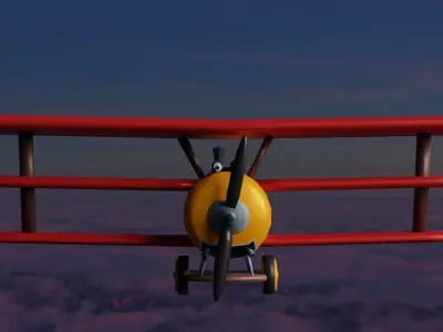 airplane low poly biplane flying above clouds Low-poly 3D model