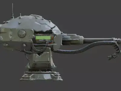 Destroyed Automated Defense Turret 3D Model V01 Low-poly 3D model