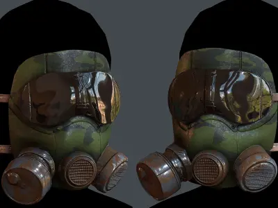 Gas mask helmet 3d model scifi Low-poly Low-poly 3D model Low-poly 3D model 17