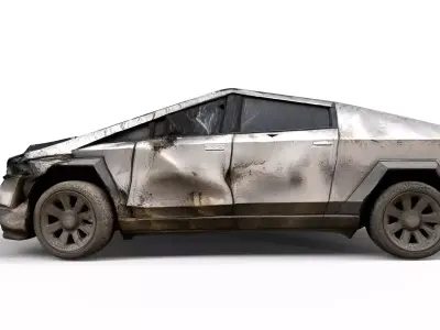 Abandoned cyber truck Low-poly 3D model