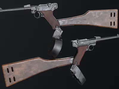 PBR Artillery Luger P08 Low-poly 3D model