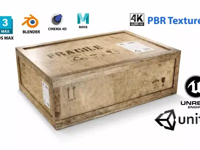 wooden crate PBR 4K Low-poly 3D model 10