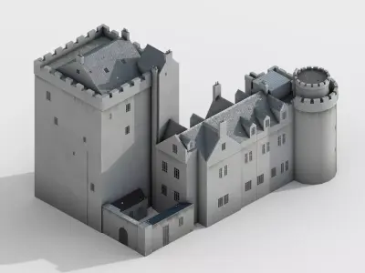 Cairnbulg Castle Low-poly 3D model