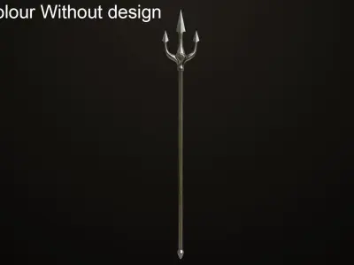  Trident 03 Silver All PBR Unity UE Textures Included Low-poly 3D model