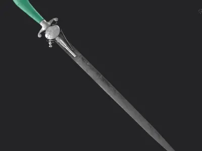 Silver 1700 sword with pistol with used and new textures Low-poly 3D model
