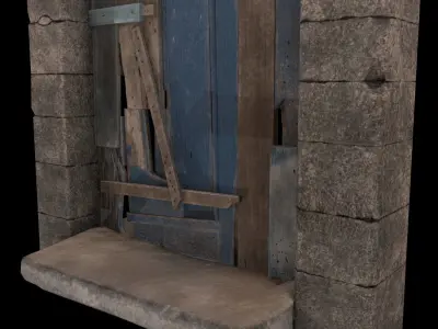 Old Wooden Door Low-poly 3D model purchase