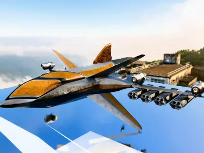 Futuristic Sci Fi Jet Fighter 3D Model Game Ready Spaceship Low-poly 3D model