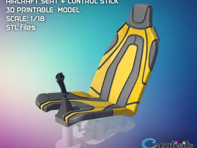 SPORT AIRPLANE SEAT and CONTROL STICK  3D model