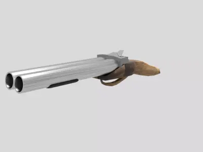 Low-Poly Shotgun revolver Free low-poly 3D model