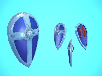 SHIELD 04 - METAL CARTOON STYLIZED Low-poly 3D model
