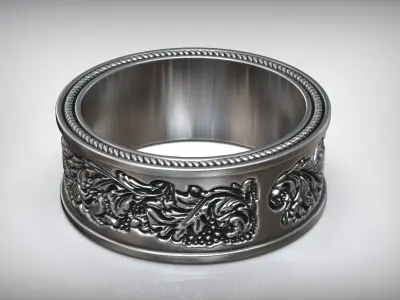 Vintage Floral Pattern Wedding Band 3D print model