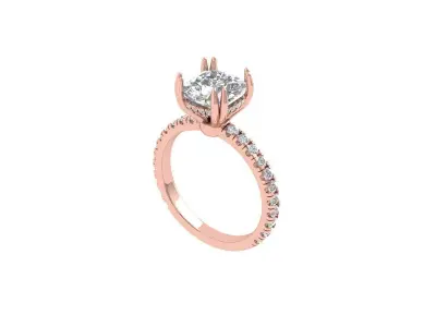 Cushion Solitaire Engagement Ring 3D print model buy