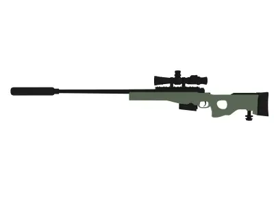 AWM Sniper Gun  Low-poly 3D model