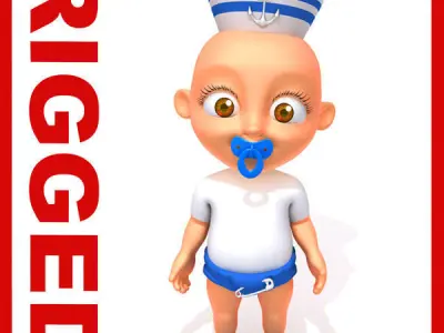 Sailor man baby Cartoon Rigged  3D model