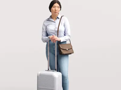 Humano Traveling Asian Woman with suitcase 2206-6 3D model